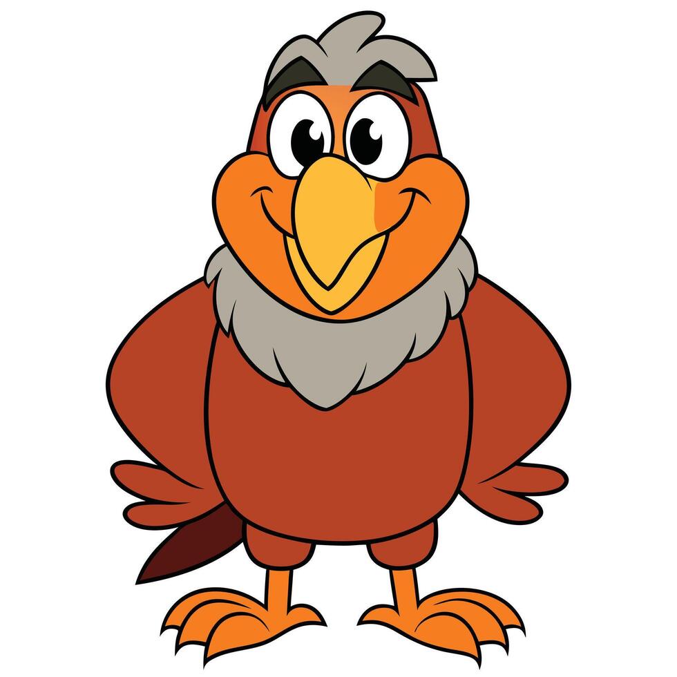 Cartoon bird character illustration of friendly eagle or hawk mascot design vector