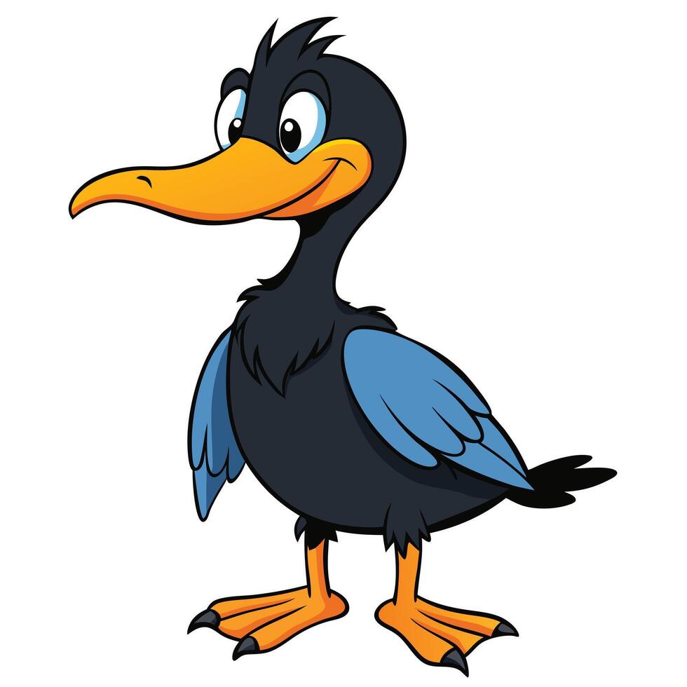 Cute smiling cartoon duck character illustration isolated on white background vector