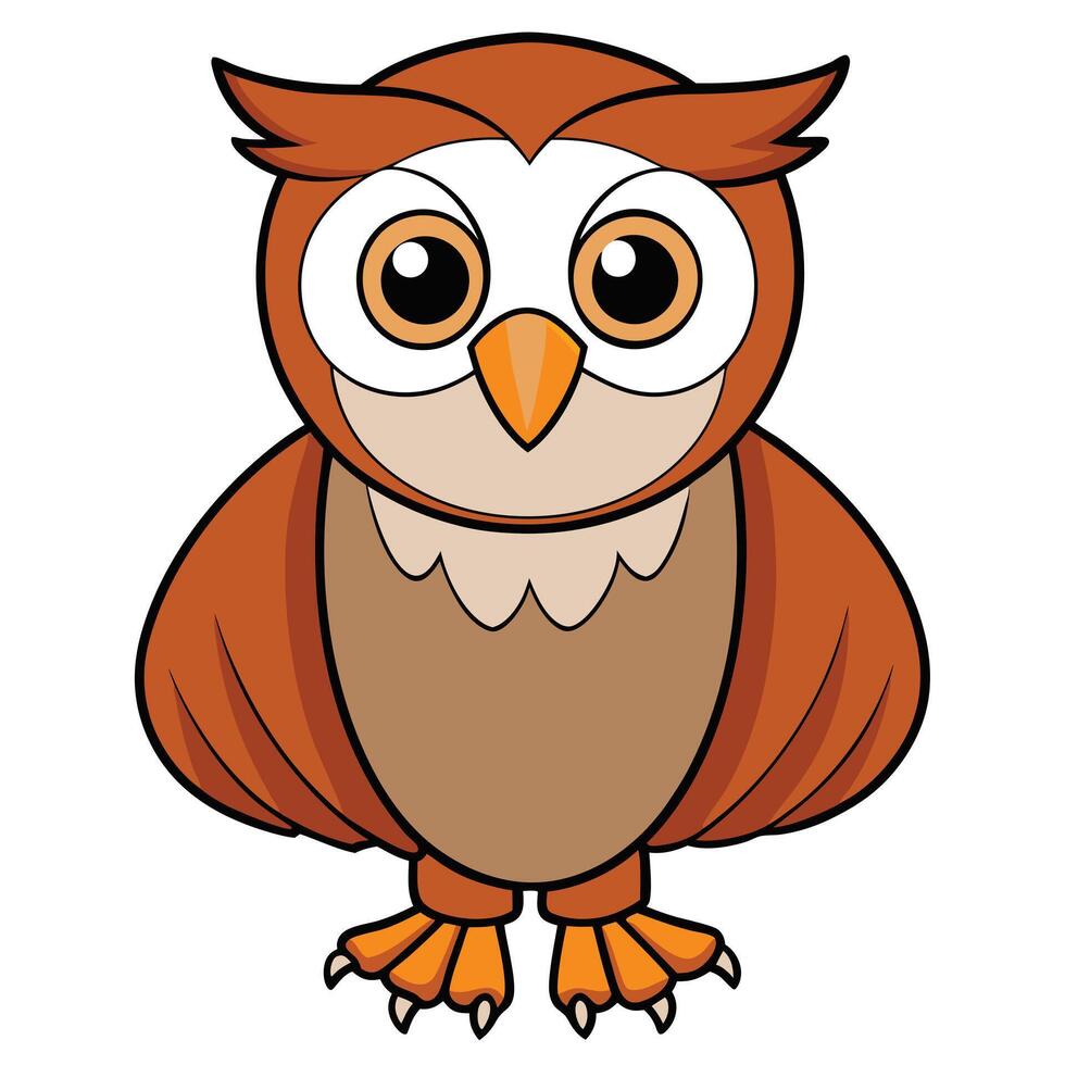 Cute cartoon owl illustration isolated on white background front view vector