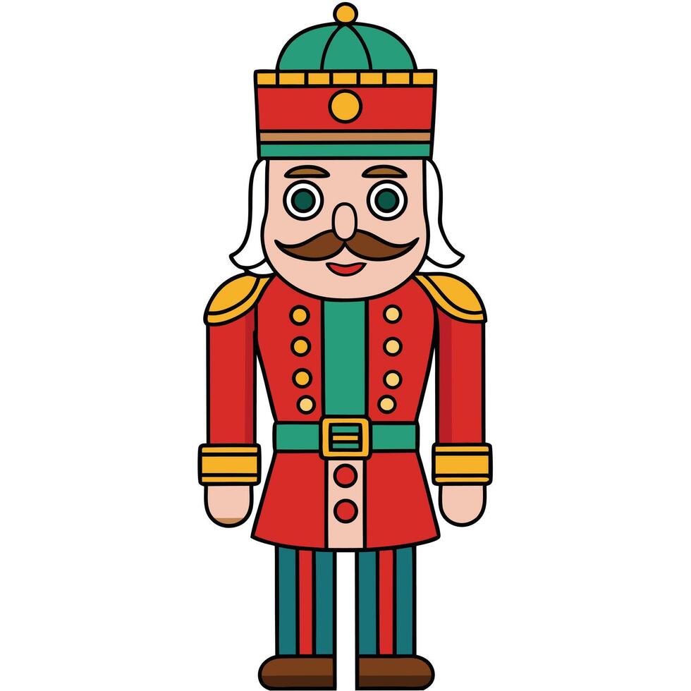 Simple cartoon nutcracker soldier toy illustration for christmas holiday season vector