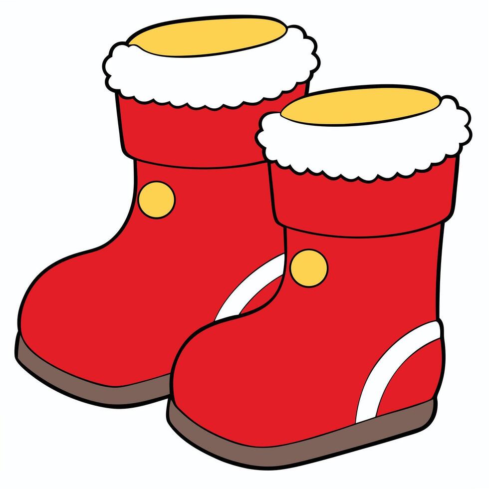 Red christmas boots decoration isolated on white background festive season illustration vector