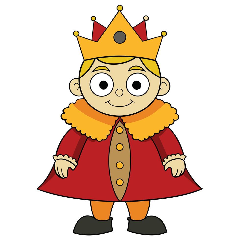 Cartoon illustration of a young boy dressed up as a king vector