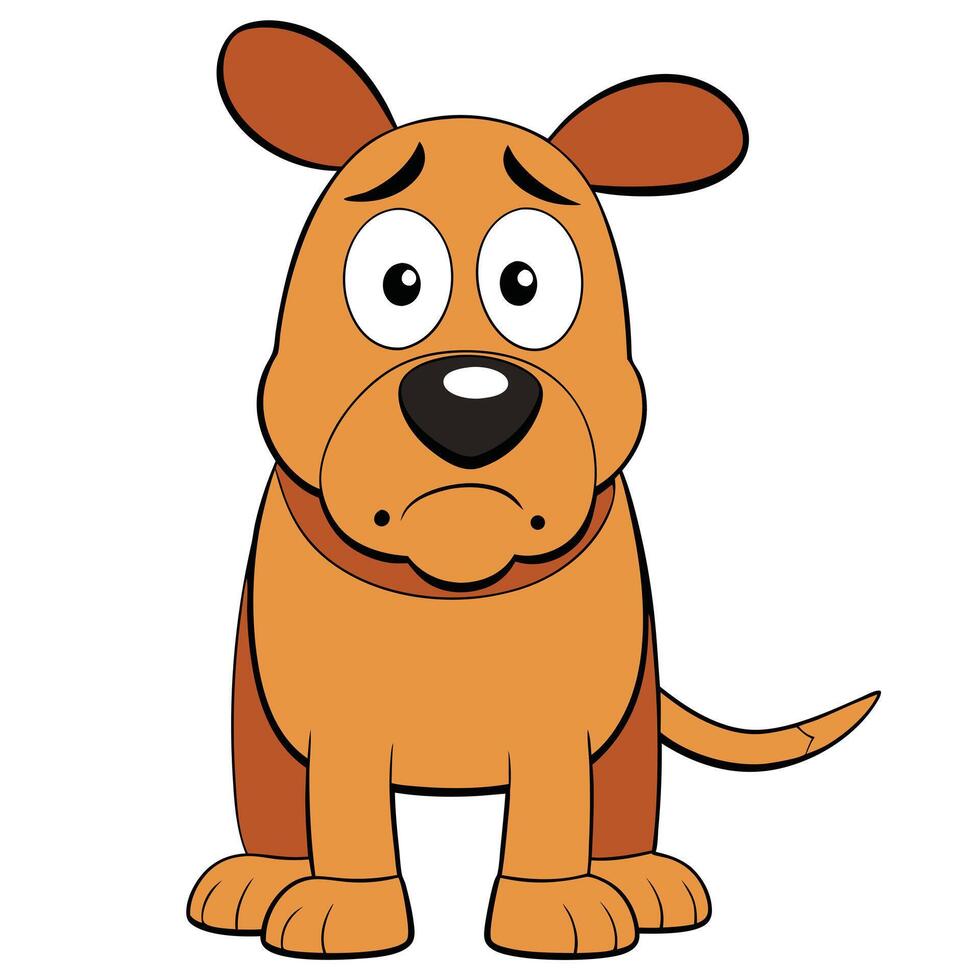 Sad cartoon dog character illustration canine depressed expression pet animal vector