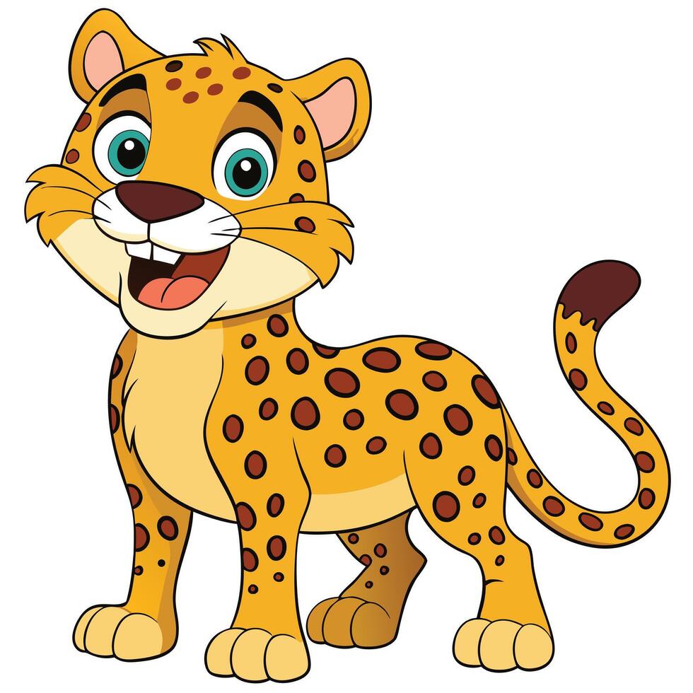Cartoon leopard standing happy illustration graphic for children vector