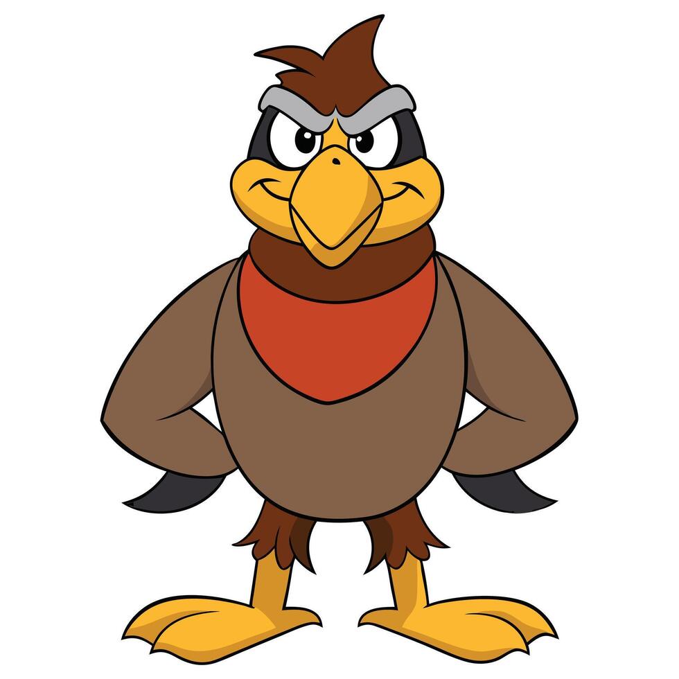 Cartoon hawk with serious expression illustration for children projects and design vector