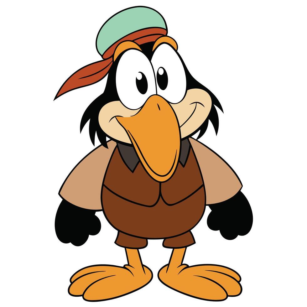 Cartoon character of an animal wearing clothes smiling on white background vector