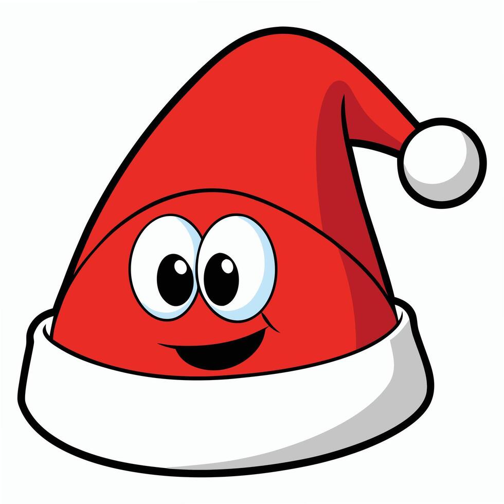 Cartoon santa hat character with googly eyes and a cheerful smile vector