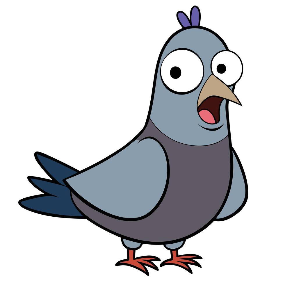 Cartoon pigeon illustration with a surprised expression isolated on white vector