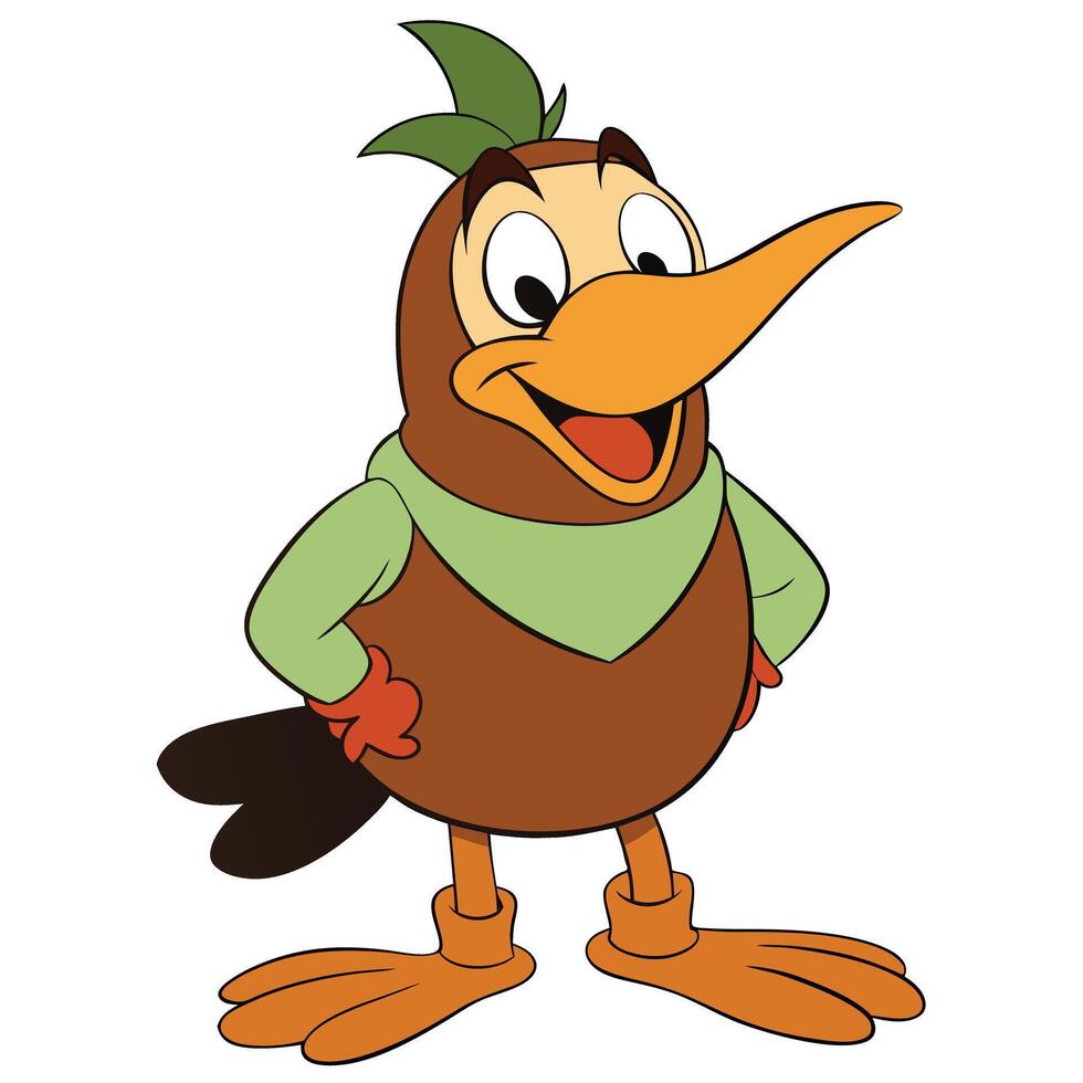 Friendly cartoon dodo bird character with hands on hips illustration vector