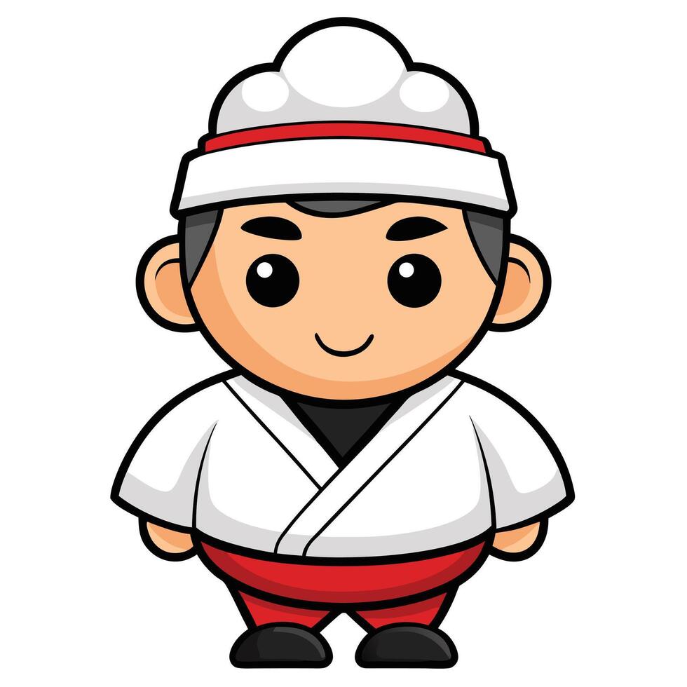 Cute cartoon chef character in uniform ready for cooking illustration vector