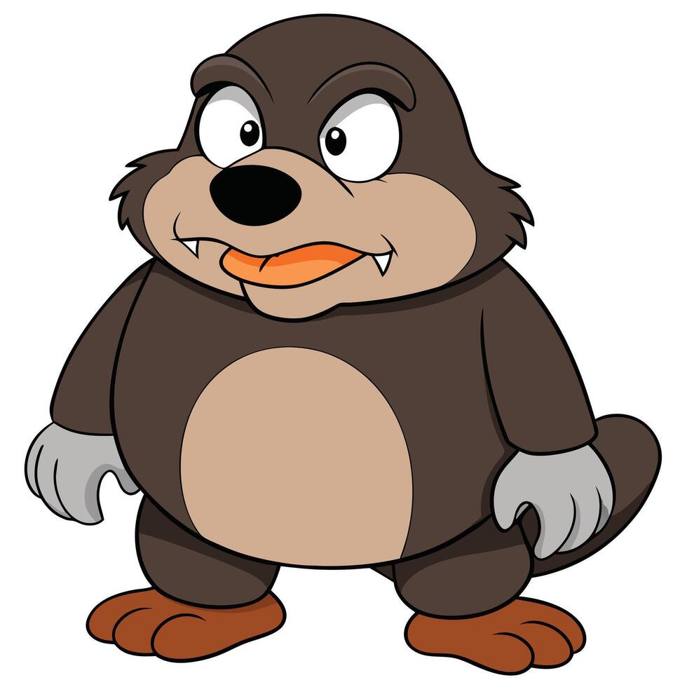 Cartoon mole illustration standing isolated on white background detailed graphics vector