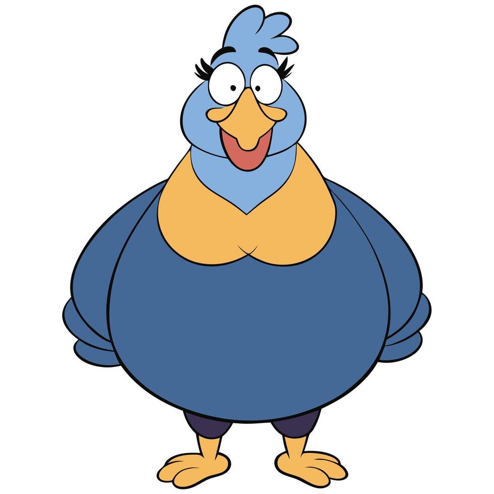 Cartoon blue bird character illustration standing cute animated animal vector
