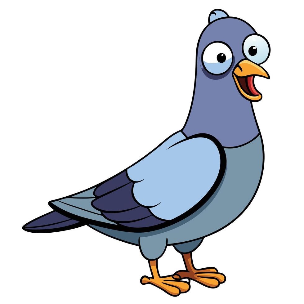 Cheerful cartoon pigeon illustration isolated on white background standing upright vector