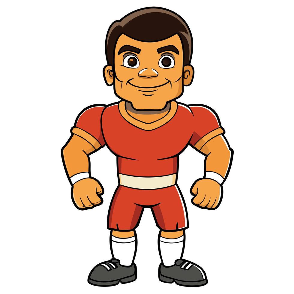 Cartoon character of muscular athlete ready to play a sport vector