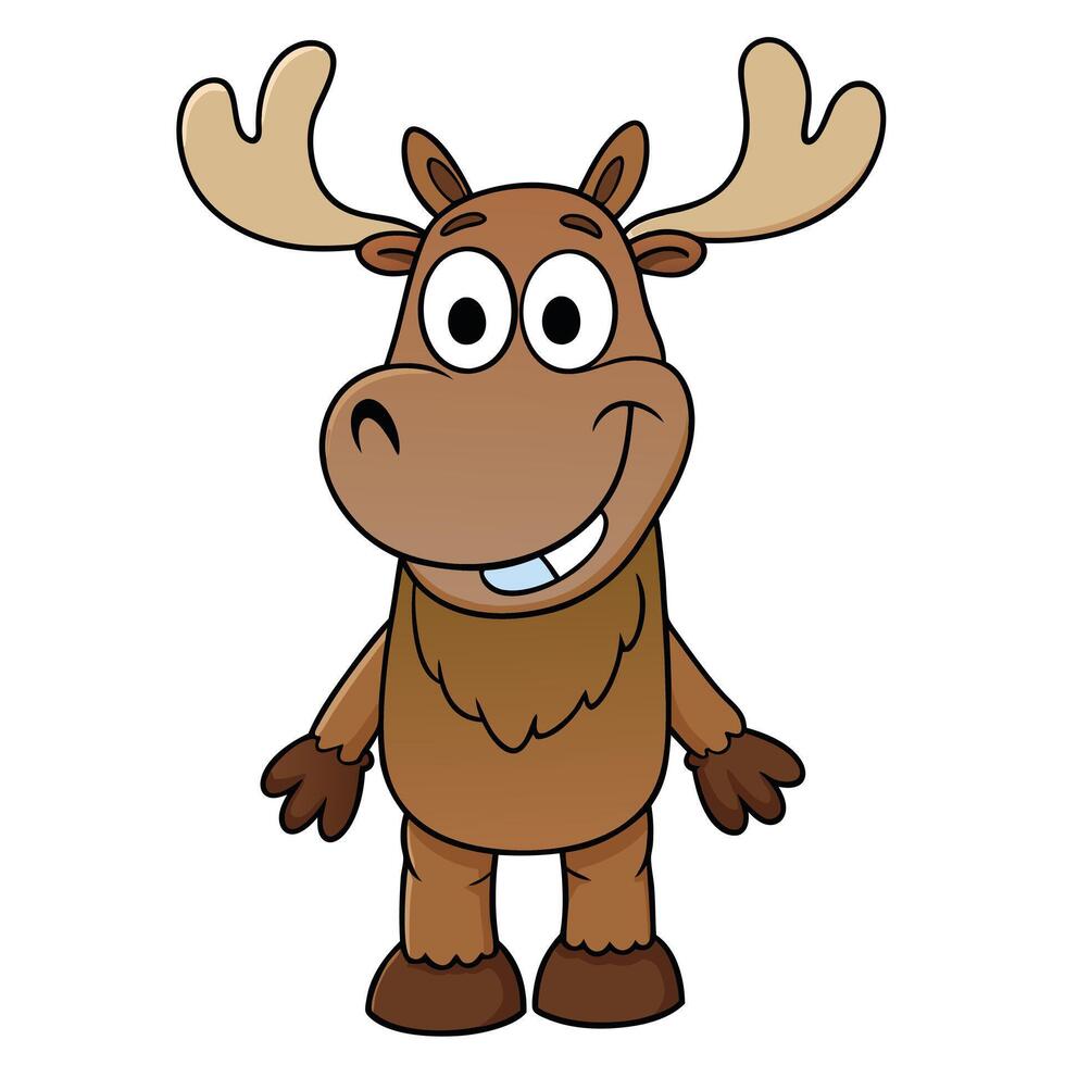 Cartoon moose illustration cheerful animal wildlife graphic cute character design vector