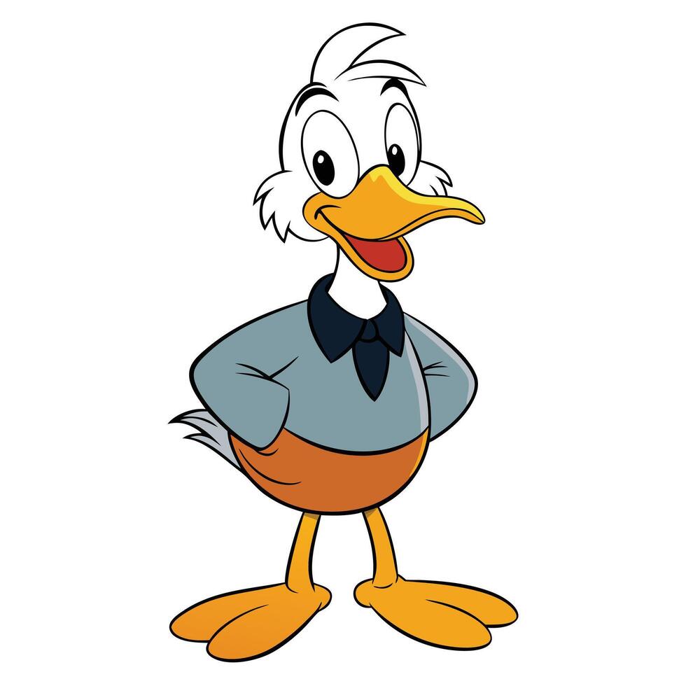 Cartoon duck character illustration of a dapper bird wearing smart casual clothing vector