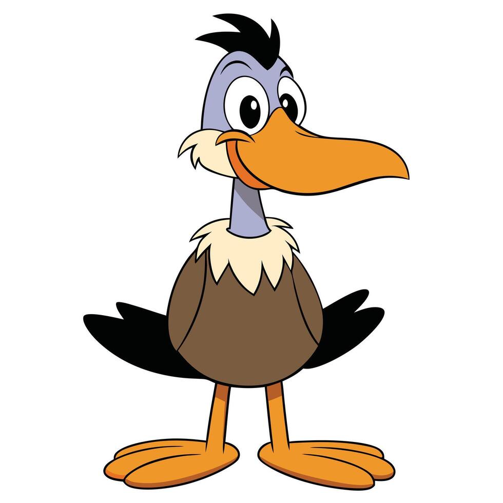 Cartoon vulture character illustration smiling animated bird animal on white background vector