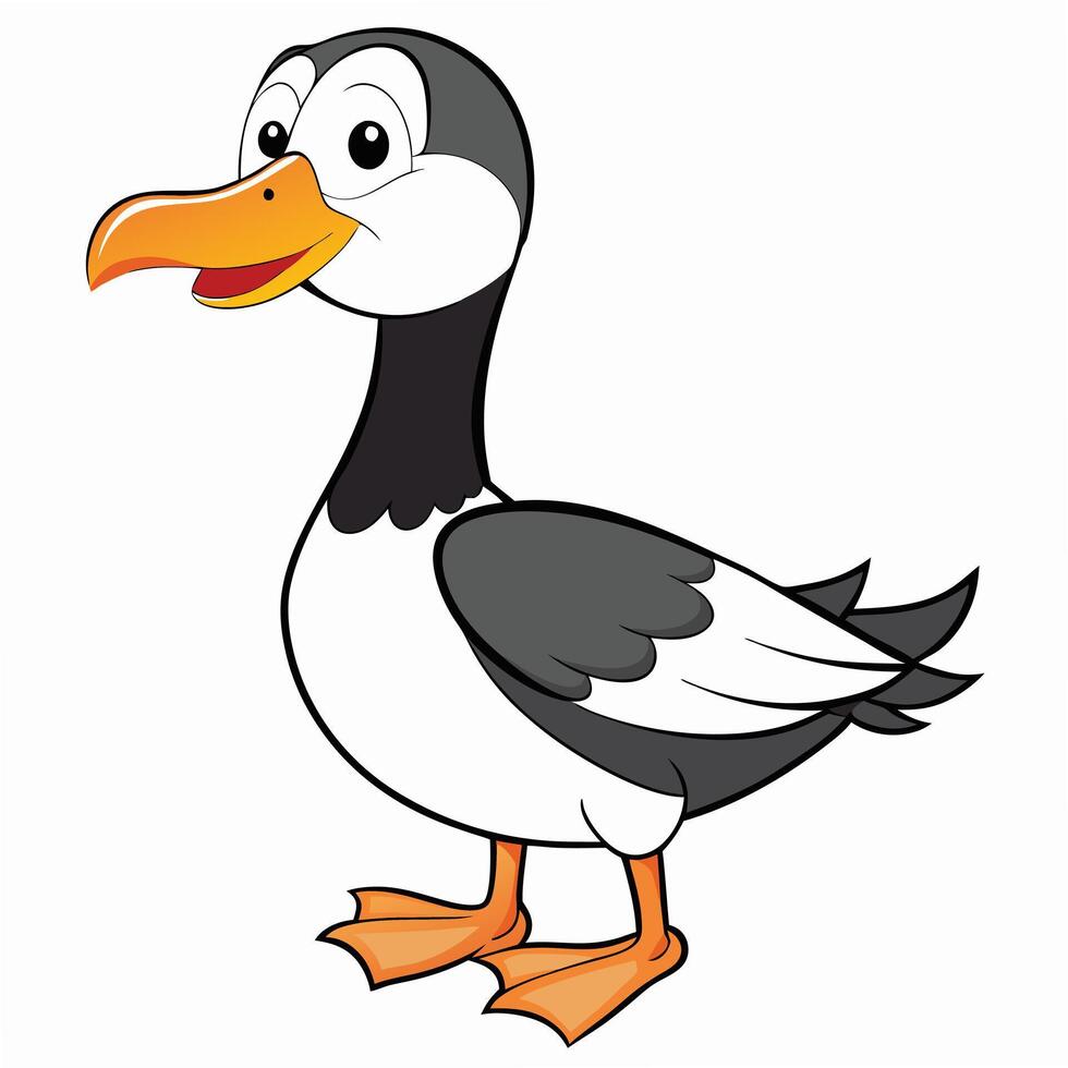 Cartoon goose illustration standing isolated on white background art animal character vector