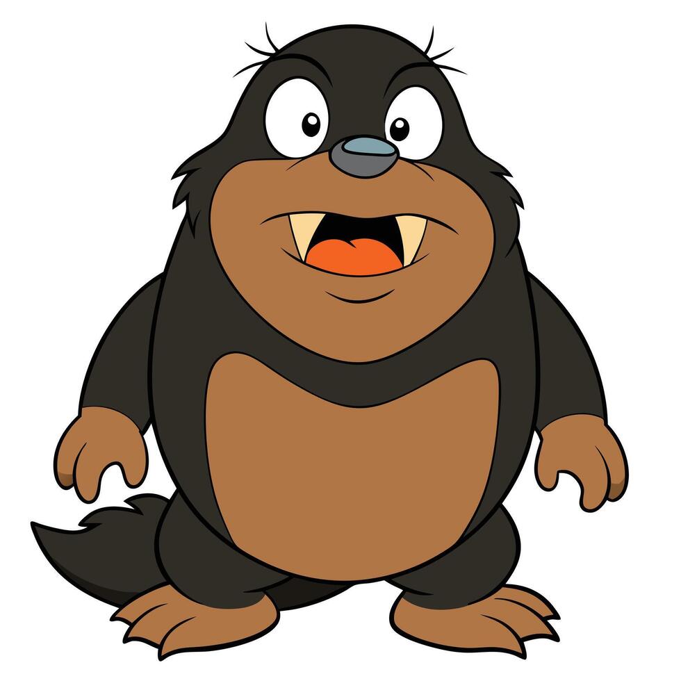 Cartoon style mole character illustration with large teeth and wide eyes vector