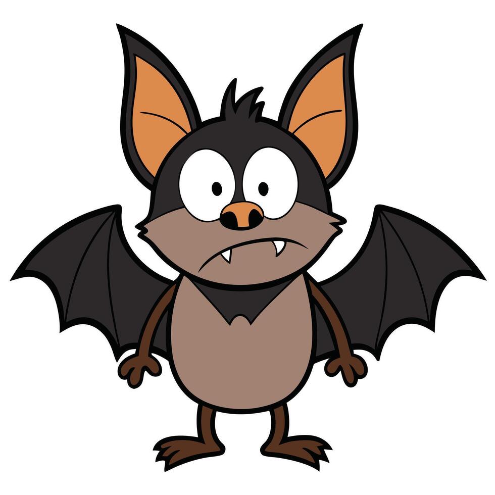 Cartoon bat with fangs spreading wings for halloween themed designs vector