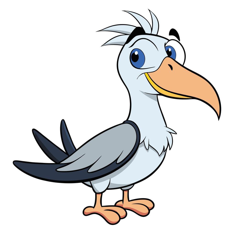 Cute cartoon shoebill stork bird illustration for kids and design projects vector