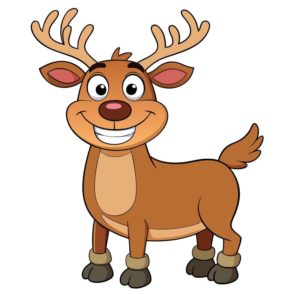 Cartoon style smiling reindeer illustration for christmas and winter holiday season vector