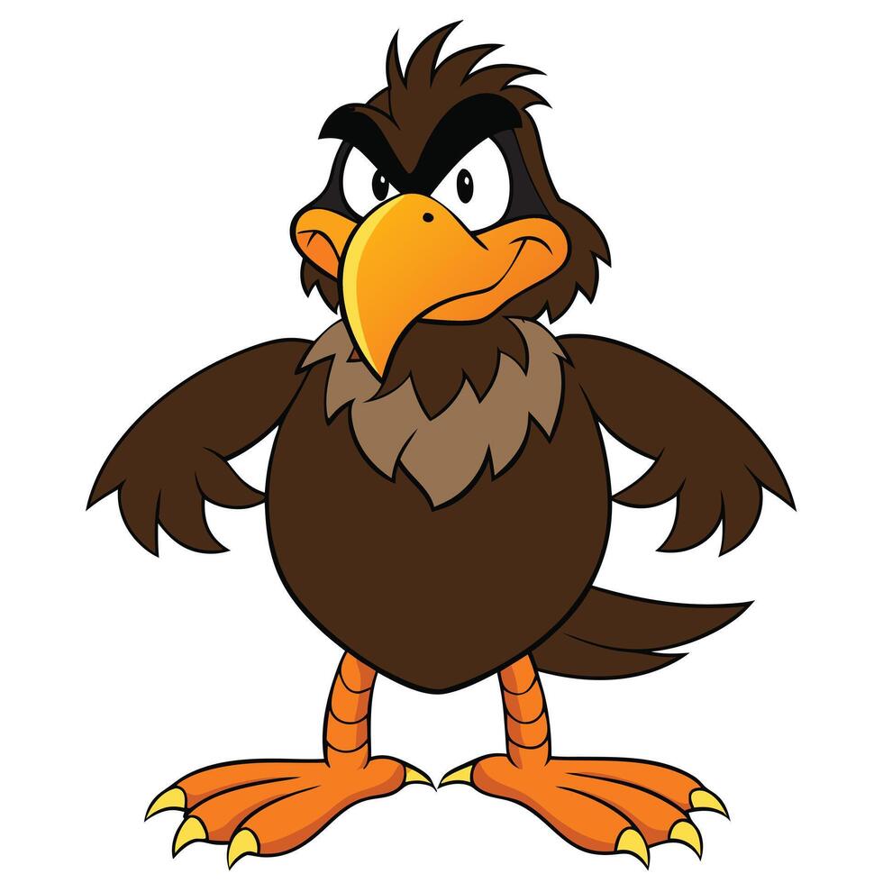 Cartoon eagle illustration funny angry bird mascot character design vector