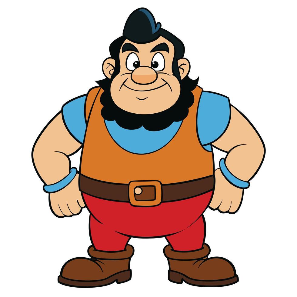 Cartoon lumberjack character with beard and brown boots isolated on white vector