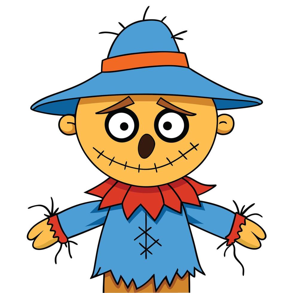 Cartoon scarecrow illustration for fall season and halloween design elements vector