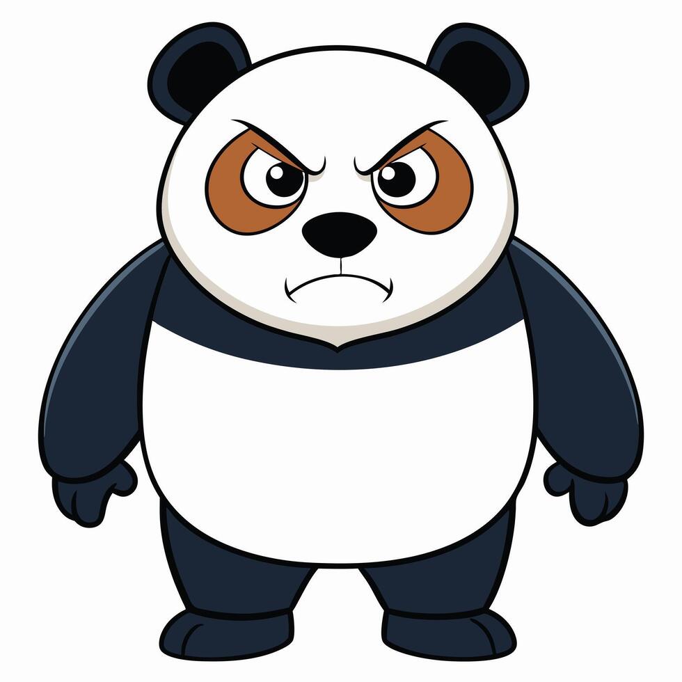 Cartoon angry panda bear character mascot illustration showing frustration and displeasure vector