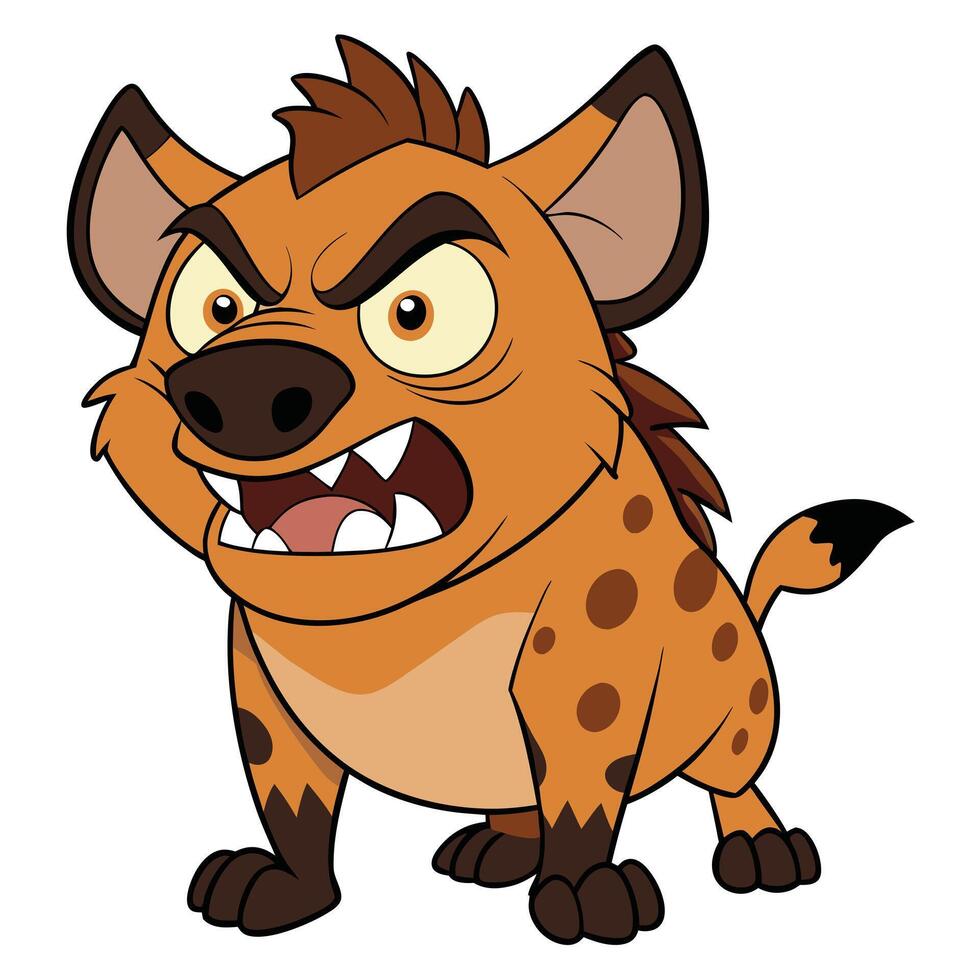 Angry cartoon hyena character showing teeth isolated on white background illustration vector