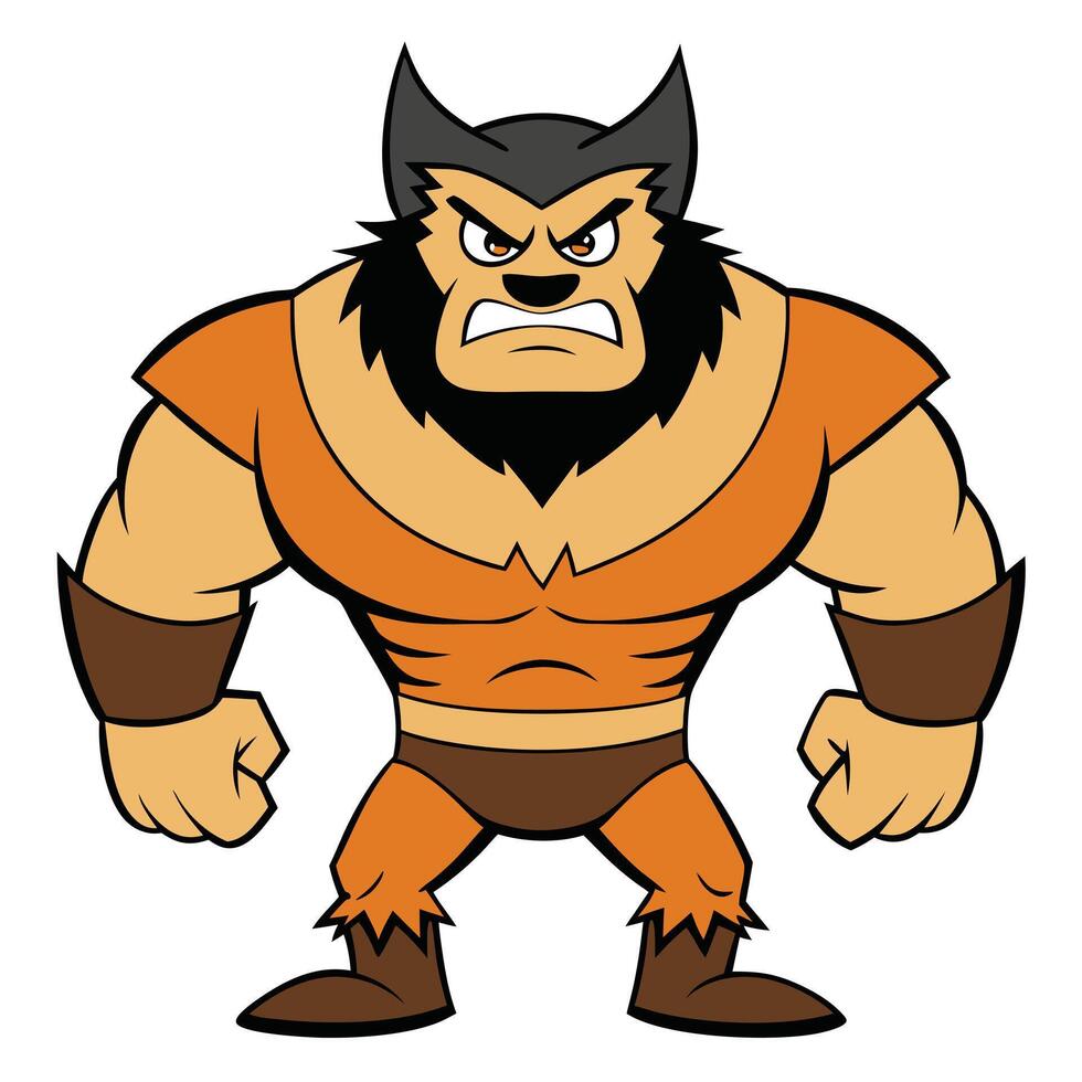 Cartoon style illustration of an angry wolverine inspired character isolated vector