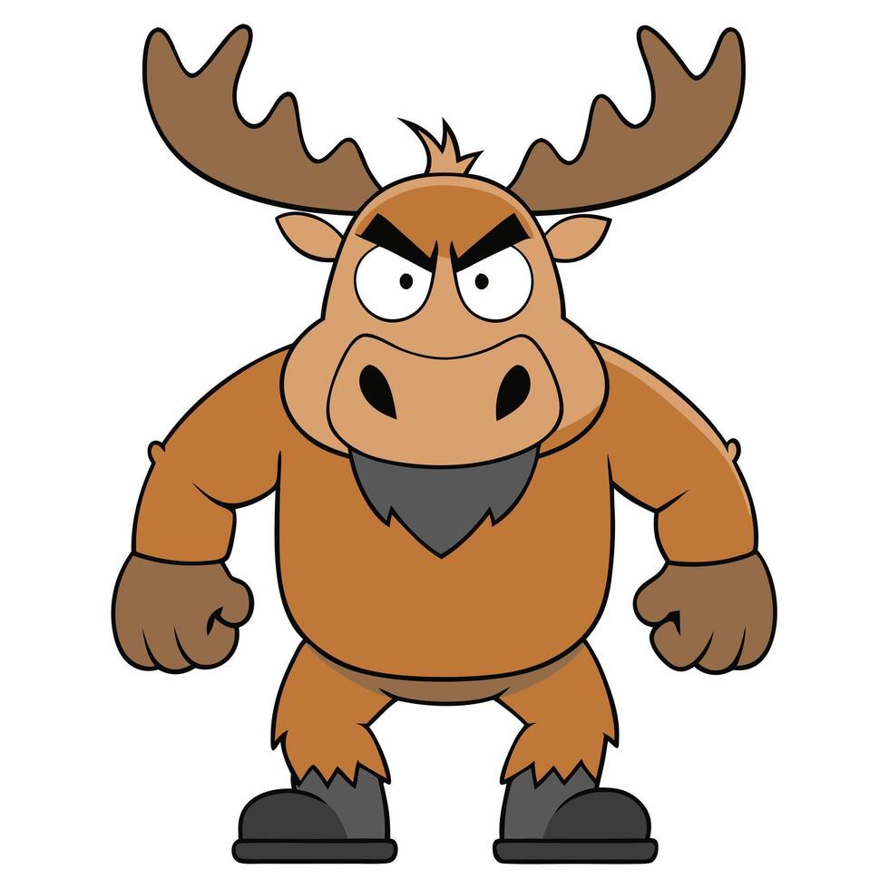 Cartoon moose character with an angry expression illustration for children vector