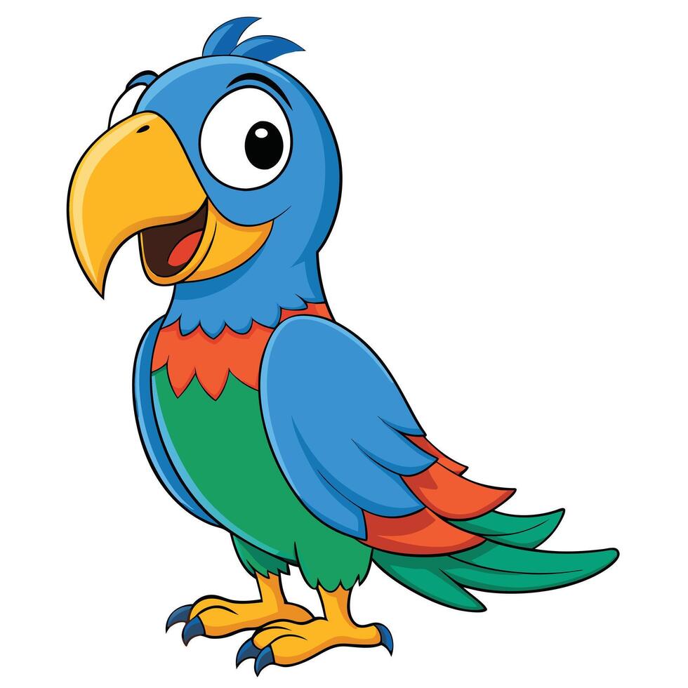 Cheerful cartoon parrot illustration with vibrant colors and playful design vector