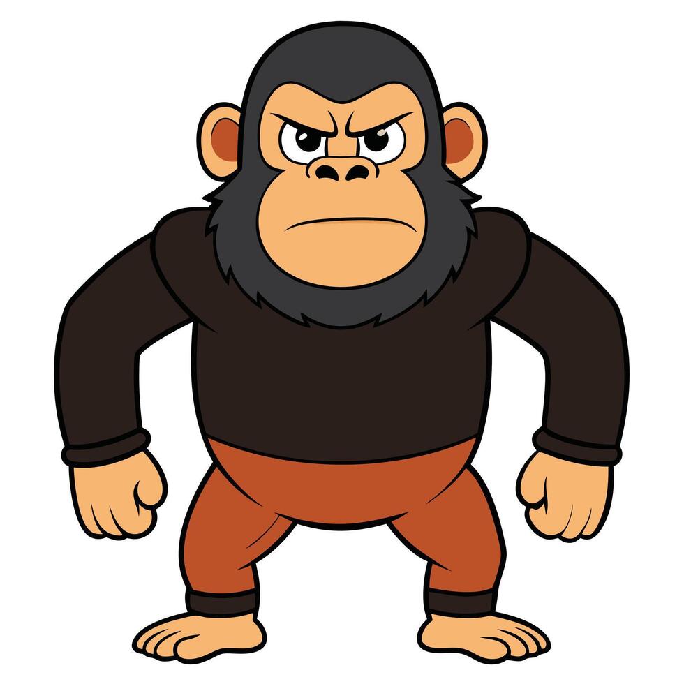 Cartoon gorilla with angry expression character design flat illustration vector