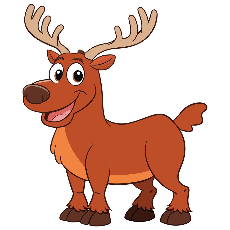 Cheerful cartoon reindeer illustration with friendly smile for holiday projects vector