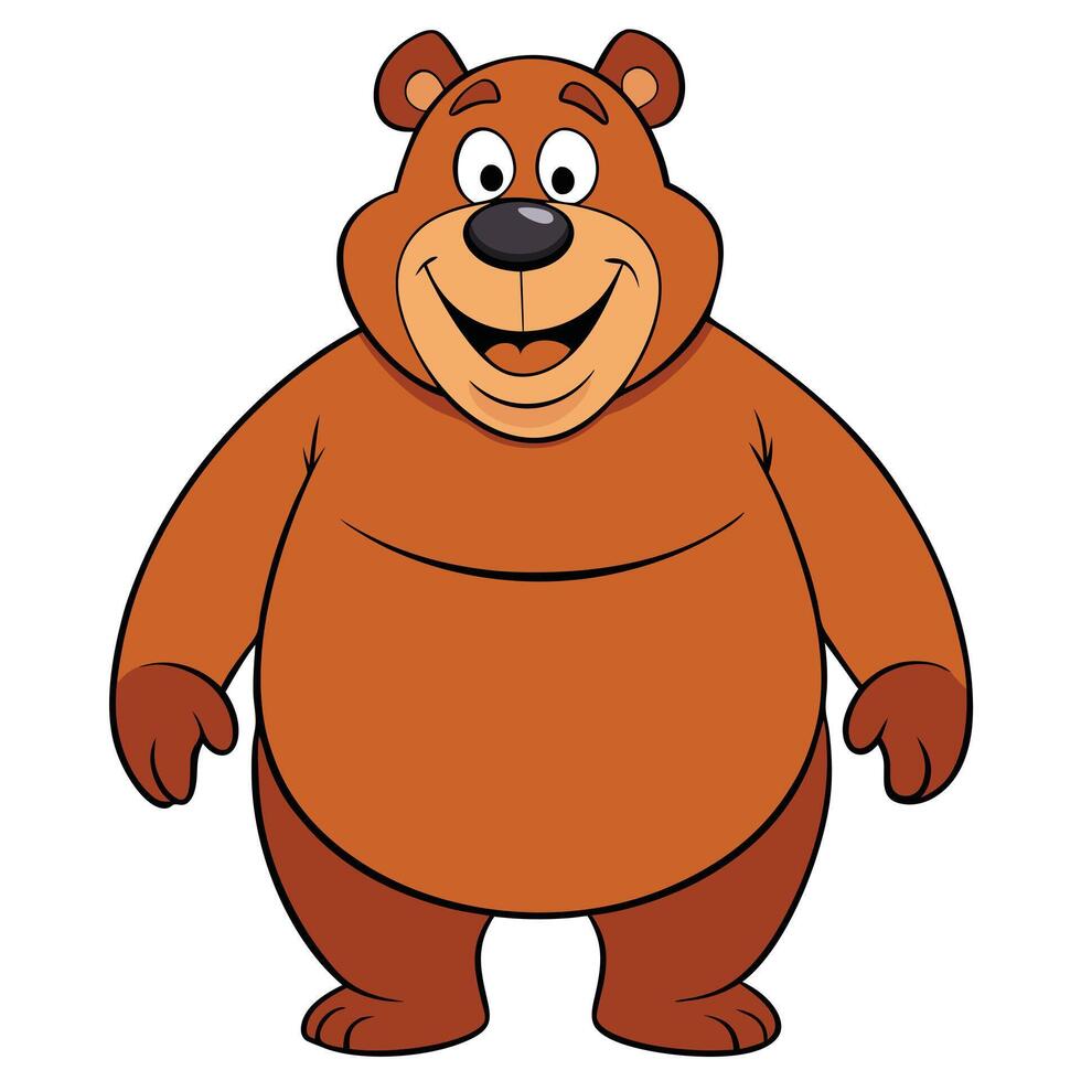 Cartoon brown bear standing upright with smiling face and friendly expression vector