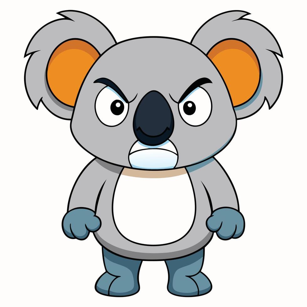 Cartoon illustration of an angry koala bear with stern expression vector