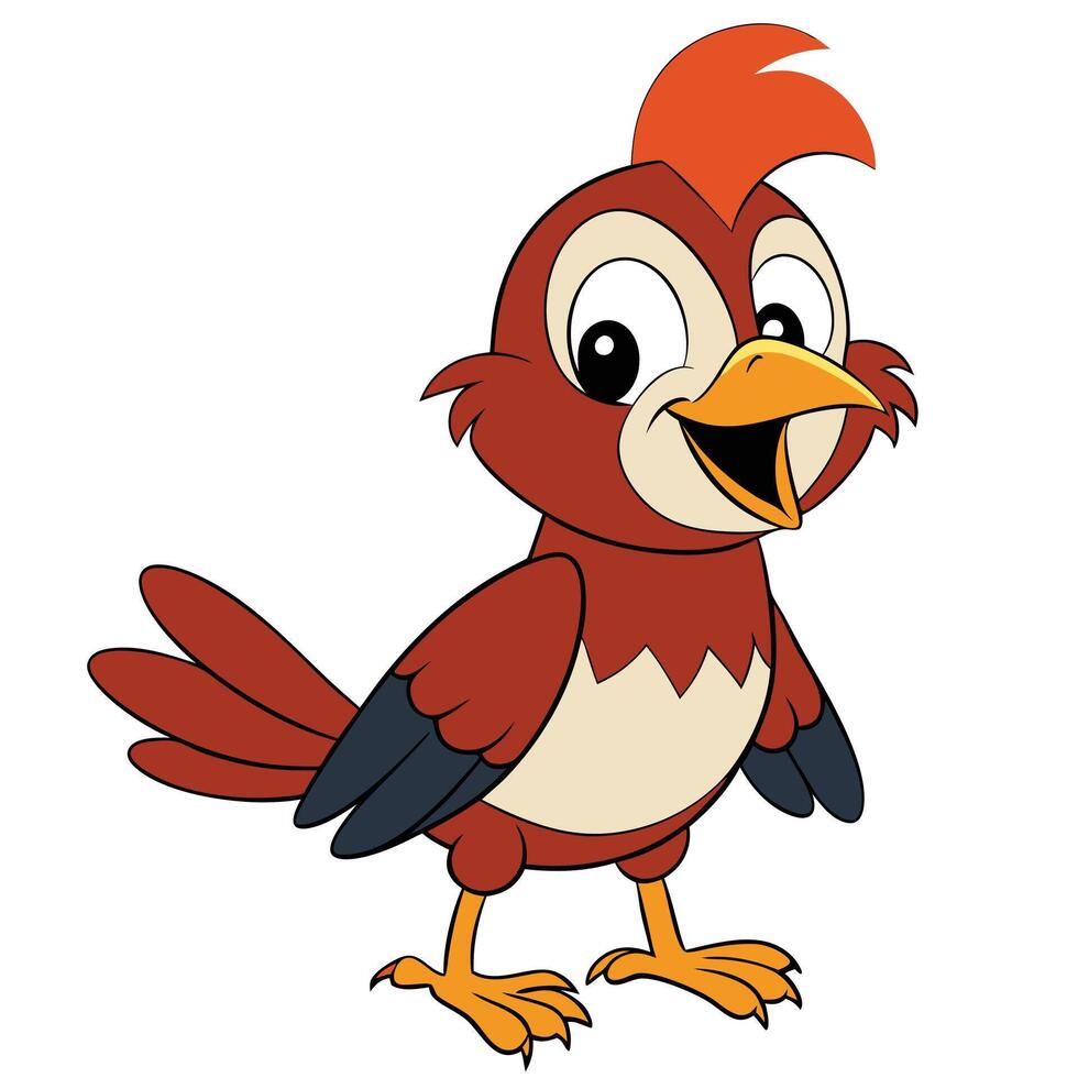 Cheerful cartoon bird illustration smiling cute happy character design vector