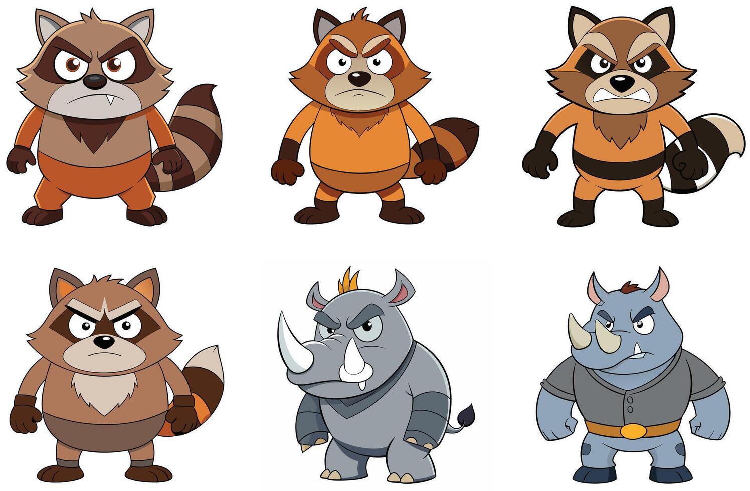 Cute cartoon animals collection with jaguar anteaters and beaver illustration vector