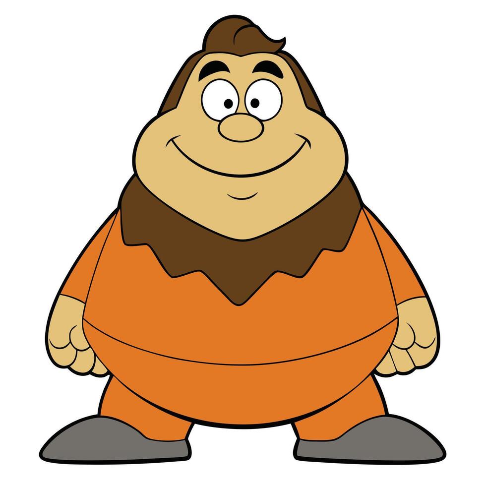 Cartoon character illustration of a smiling overweight man with brown hair vector