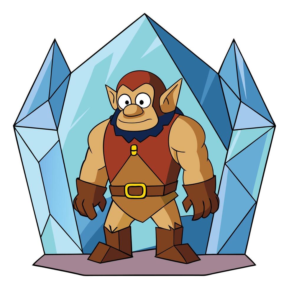 Cartoon ice cave creature fantasy character design illustration vector
