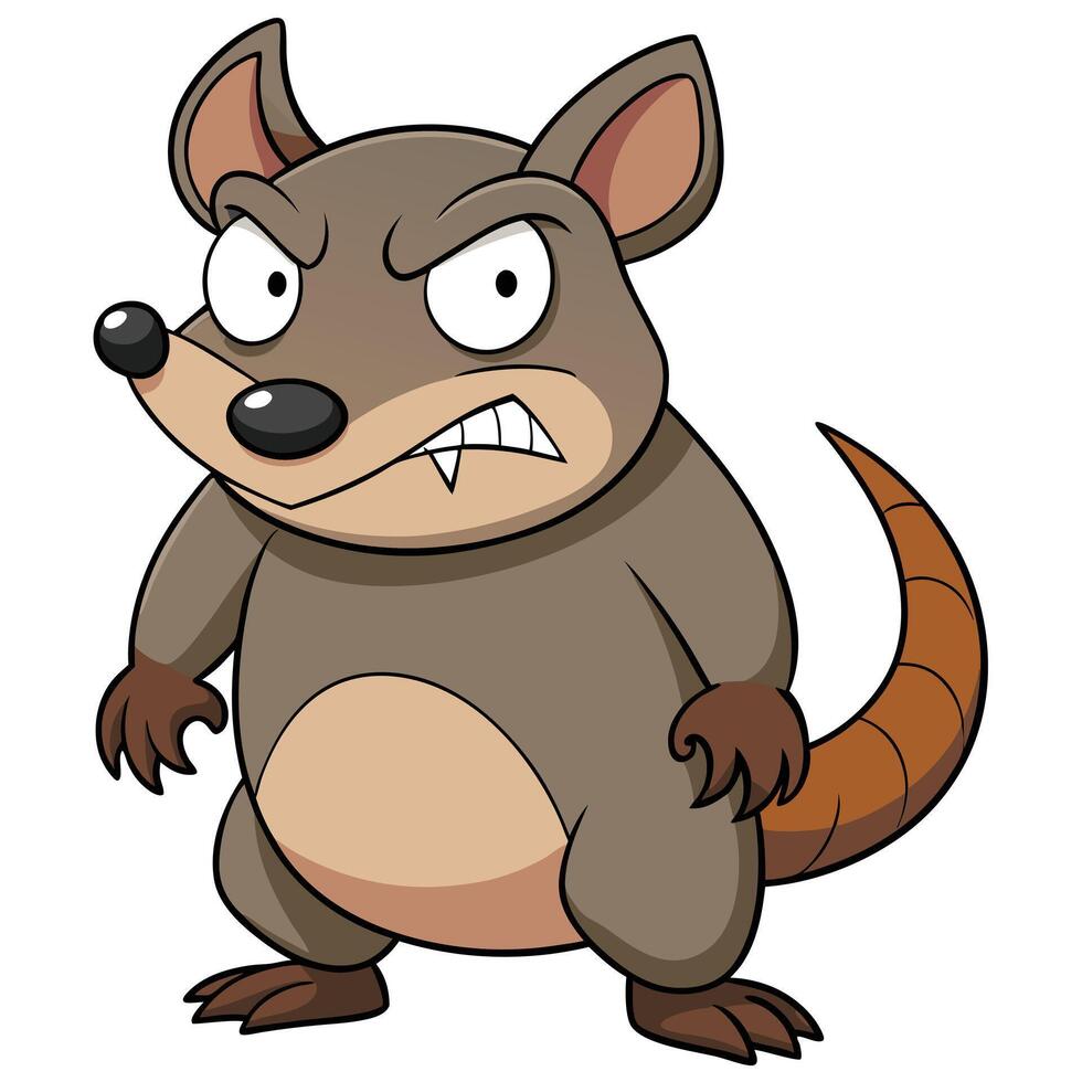 Cartoon illustration of an angry armadillo with sharp teeth and determined expression vector