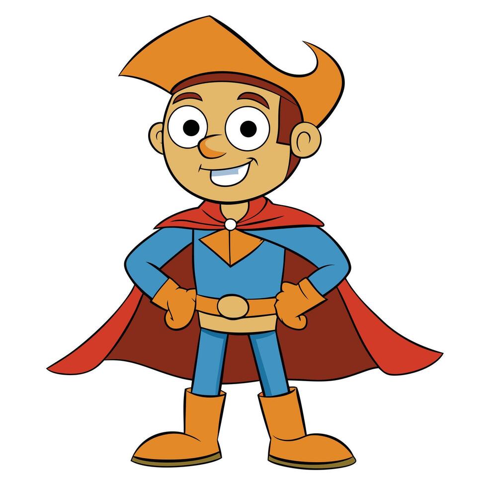 Cartoon character superhero illustration standing with confident expression ready for adventure vector