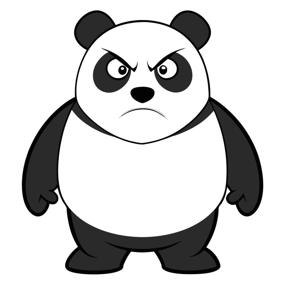Angry panda bear cartoon illustration with furious expression vector