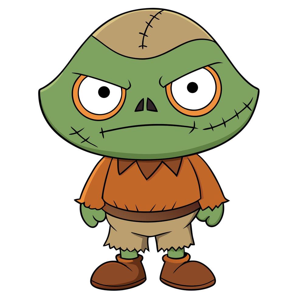 Cute cartoon frankenstein illustration character for halloween design and decorative projects vector