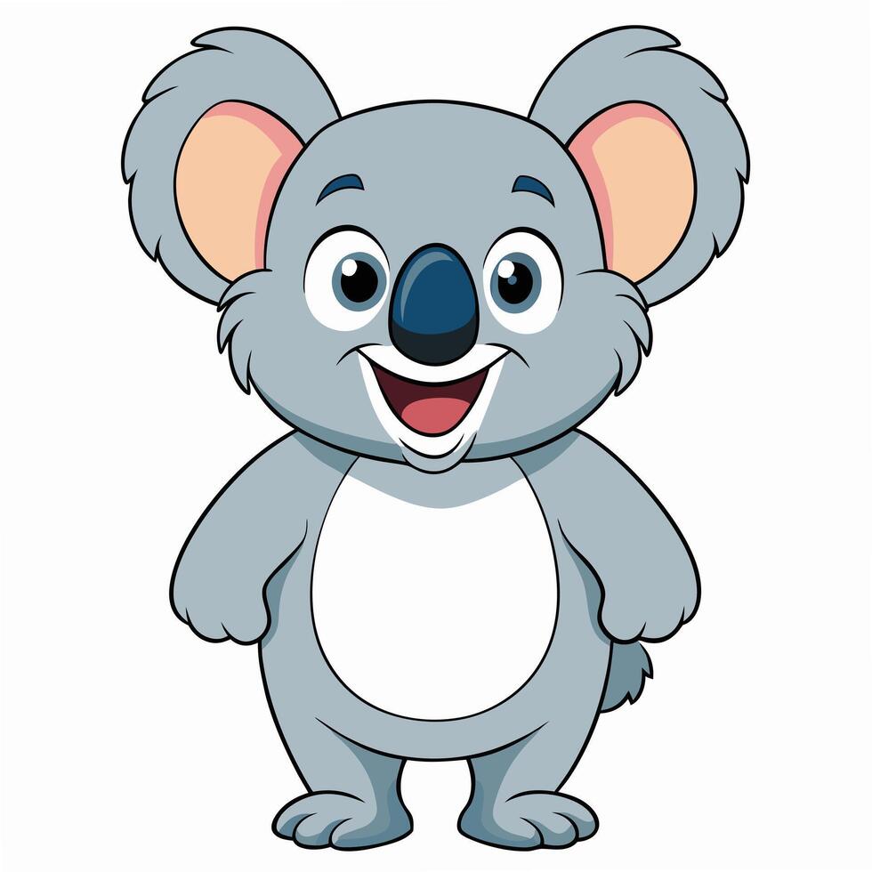 Adorable cartoon koala standing upright and smiling with a cheerful expression vector