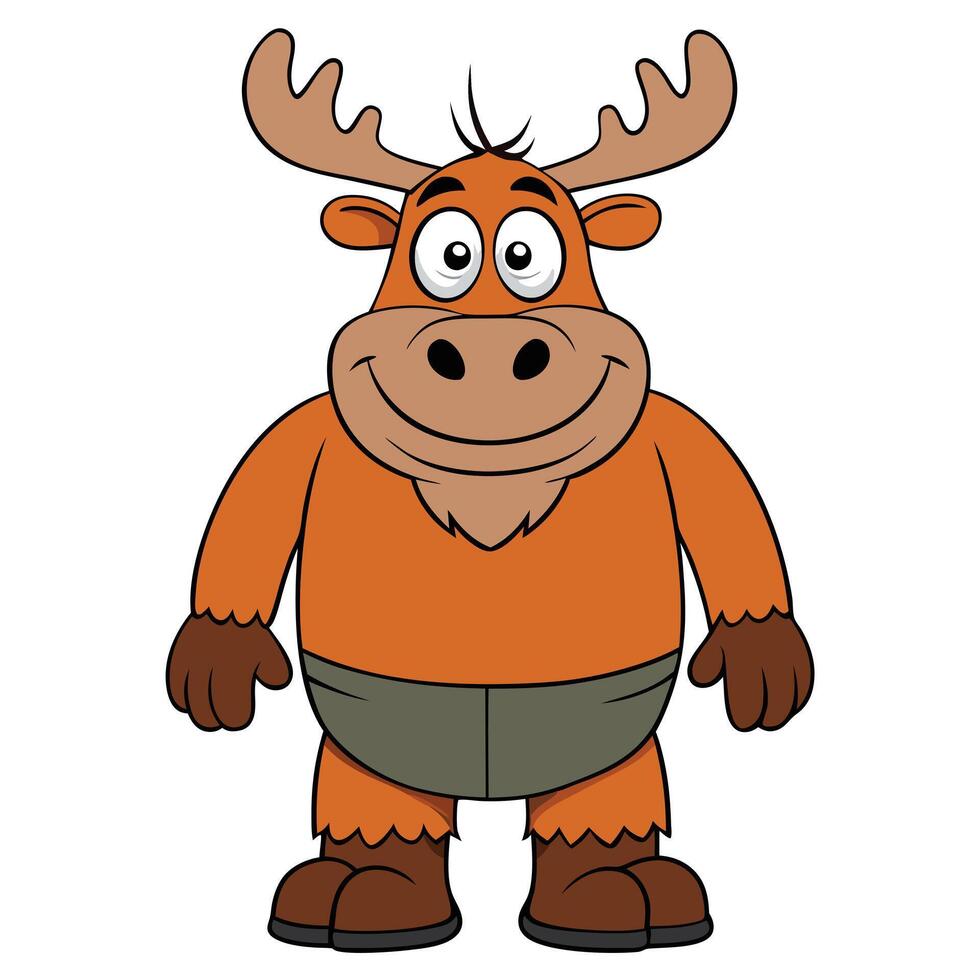 Cheerful cartoon moose character illustration isolated on white background vector
