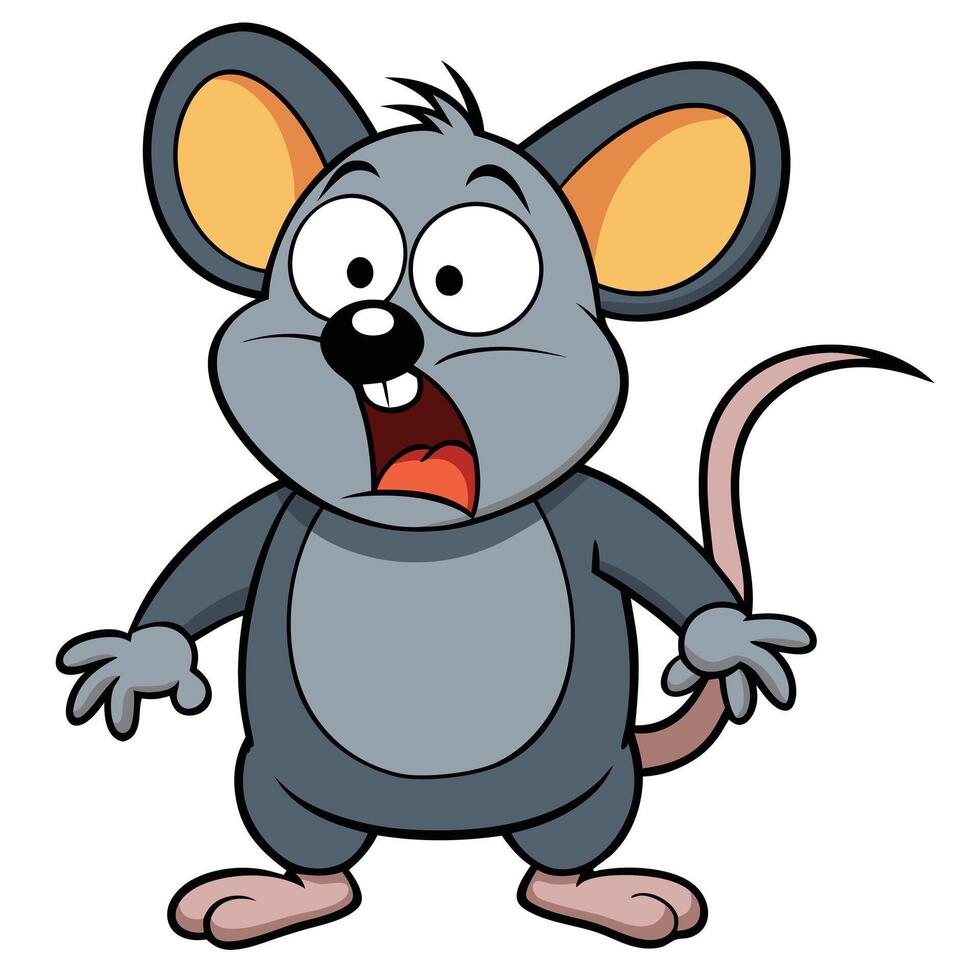 Cartoon mouse illustration frightened expression character rodent clip art vector