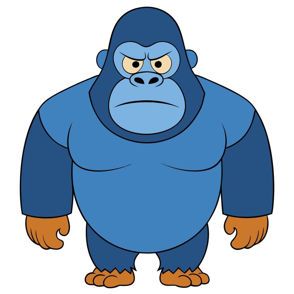 Cartoon gorilla illustration with angry expression and powerful appearance vector